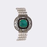 Perlen Diamant Armband mit großem Smaragd - Bild 3