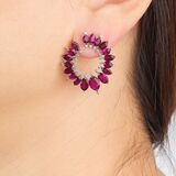 Paar Rubin Brillant Ohrringe - Bild 2