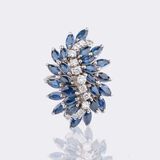 Vintage Saphir Cocktailring mit Brillant-Besatz - Bild 1