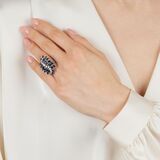 Vintage Saphir Cocktailring mit Brillant-Besatz - Bild 3