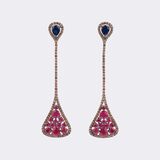 Rubin Saphir Ohrhänger mit Brillant-Besatz - Bild 1