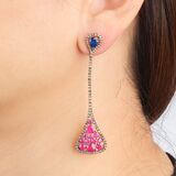 Rubin Saphir Ohrhänger mit Brillant-Besatz - Bild 2