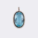 Jugendstil Aquamarin Anhänger mit Saatperlen