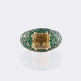 Natürlicher Gelber Saphir Ring mit Brillanten und Tsavolithen - Bild 1