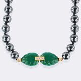Haematite Chrysoprase Necklace 'Patiala' with Diamonds - image 1