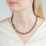 Haematite Chrysoprase Necklace 'Patiala' with Diamonds - image 3