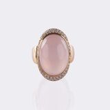 Rosenquarz Cocktailring mit Brillant-Besatz - Bild 1