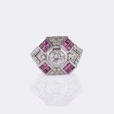  Art-déco Brillant-Rubin Ring - Bild 1