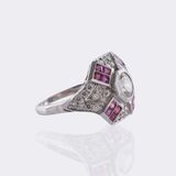  Art-déco Brillant-Rubin Ring - Bild 2