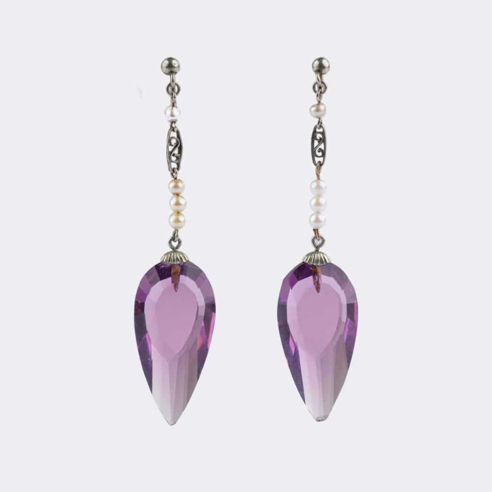 Paar Art-déco Amethyst Ohrhänger