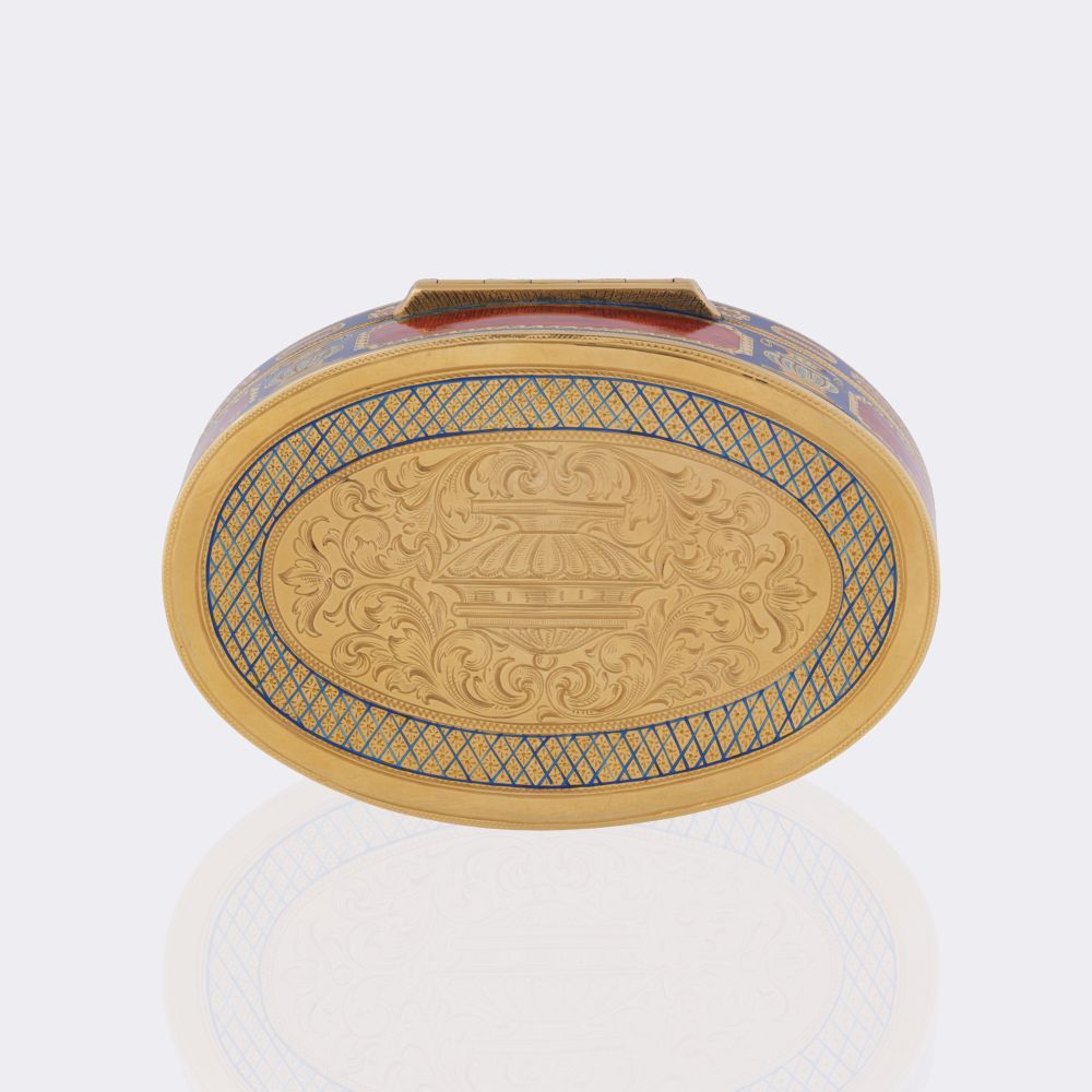 Gold Tabatière mit Emaille-Dekor und  reichem Rubin-Besatz - Bild 3