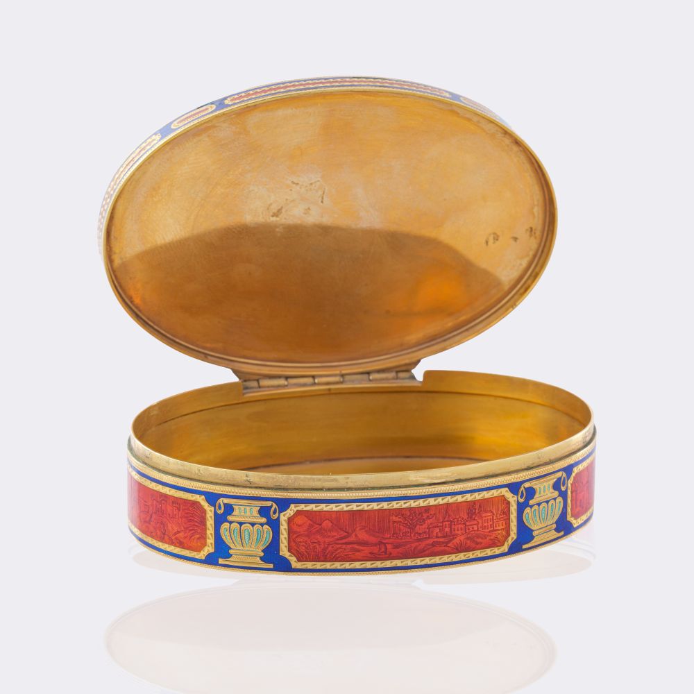 Gold Tabatière mit Emaille-Dekor und  reichem Rubin-Besatz - Bild 5