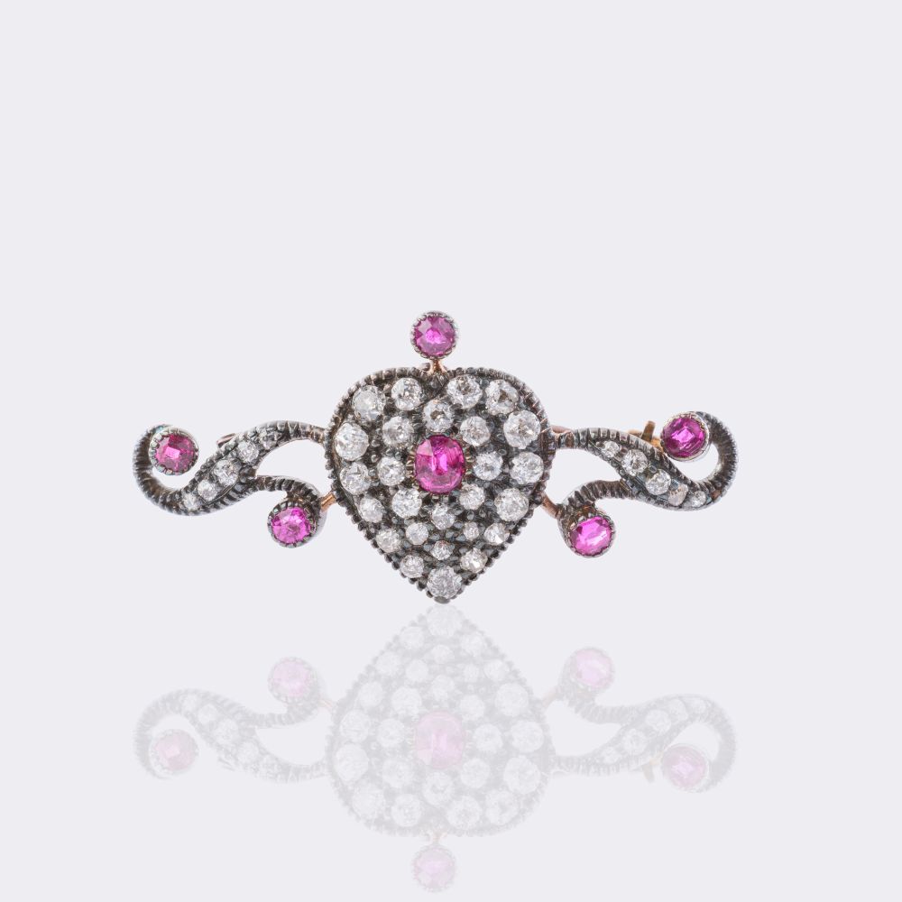 Fin de siècle Diamond Ruby Brosche