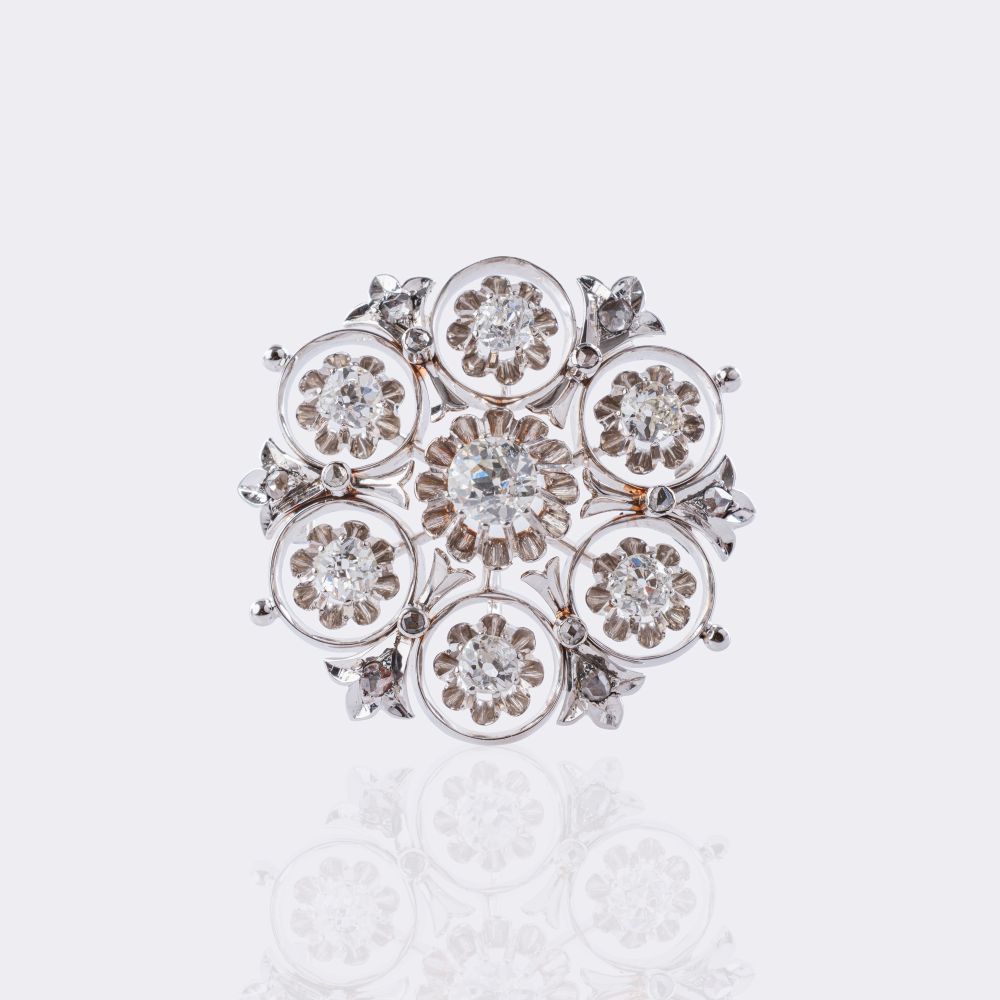 Jugendstil Rosettenbrosche mit Altschliffdiamanten