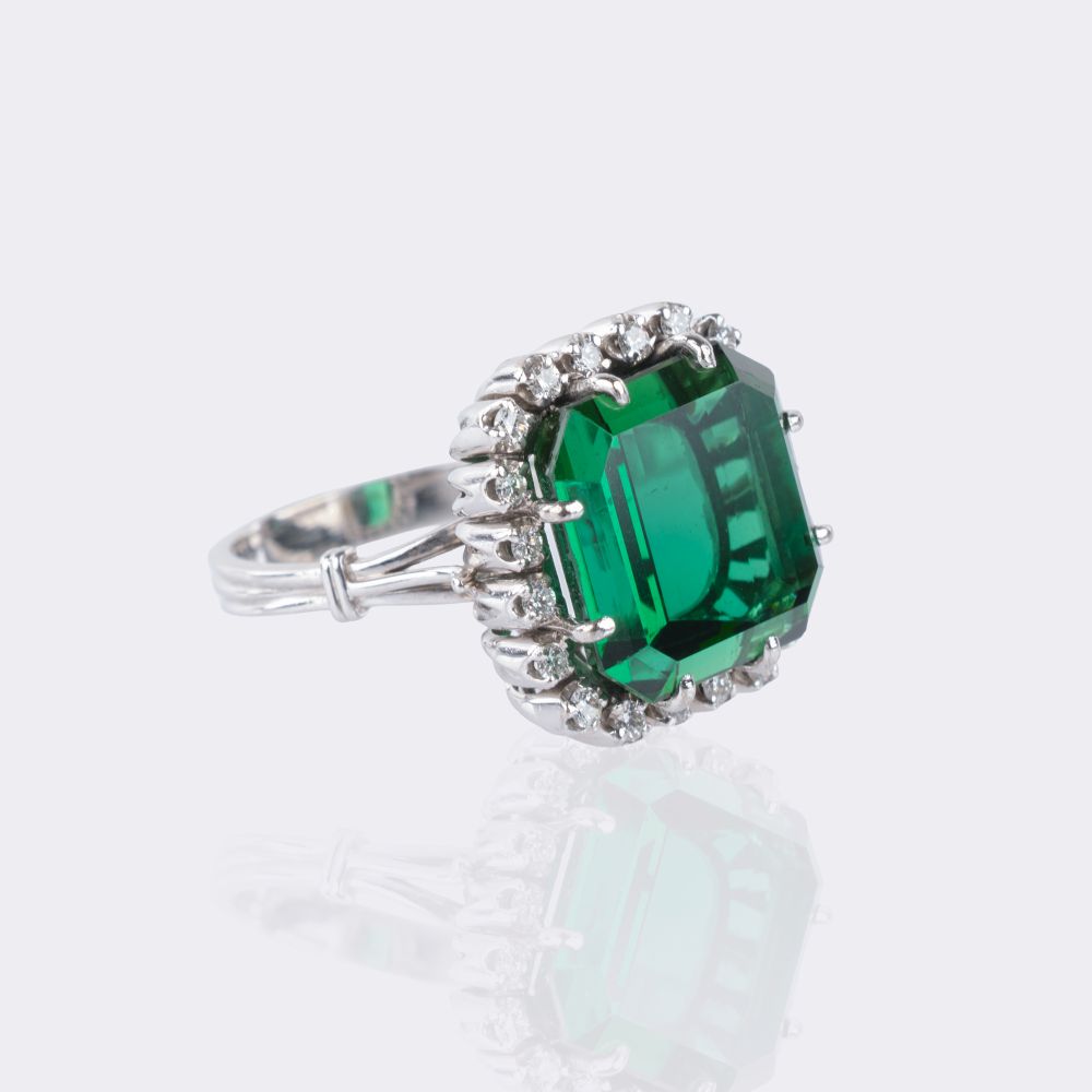 Farbintensiver Turmalin-Ring mit Brillant Besatz - Bild 2