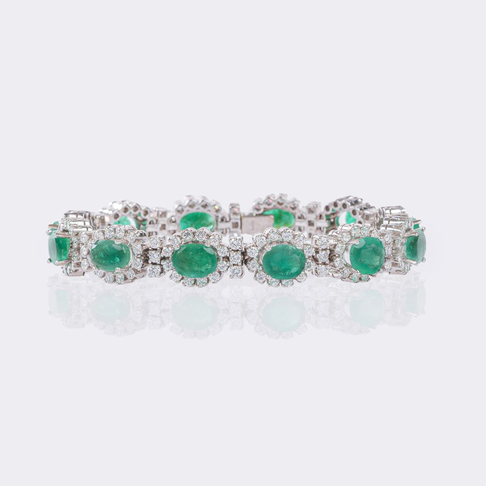 Hochkarätiges Smaragd Armband mit fein-weißen Brillanten