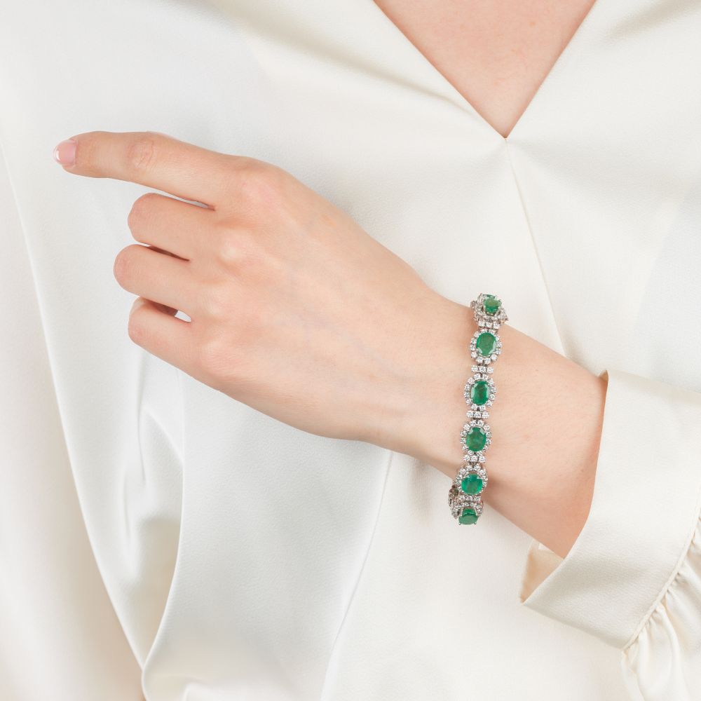 Hochkarätiges Smaragd Armband mit fein-weißen Brillanten - Bild 3