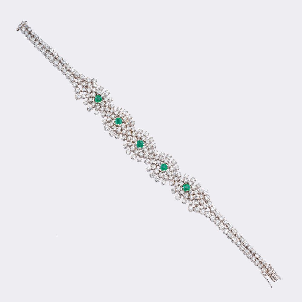 Hochkarätiges Vintage Brillant Smaragd Armband - Bild 2