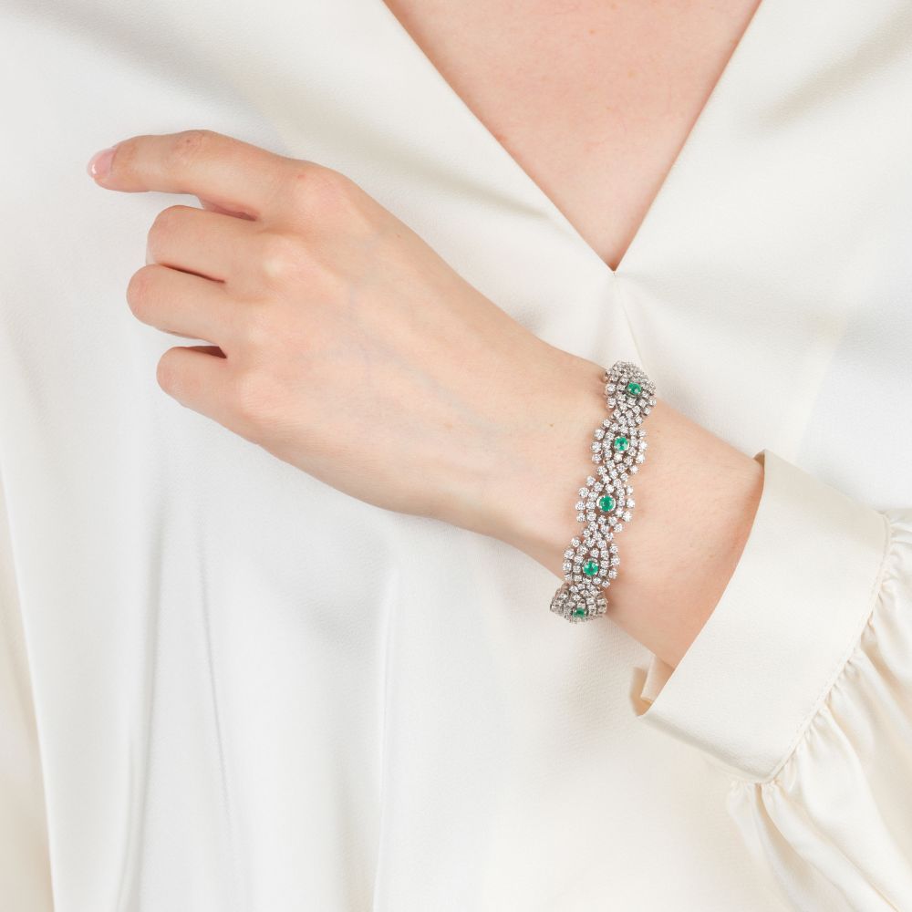 Hochkarätiges Vintage Brillant Smaragd Armband - Bild 3