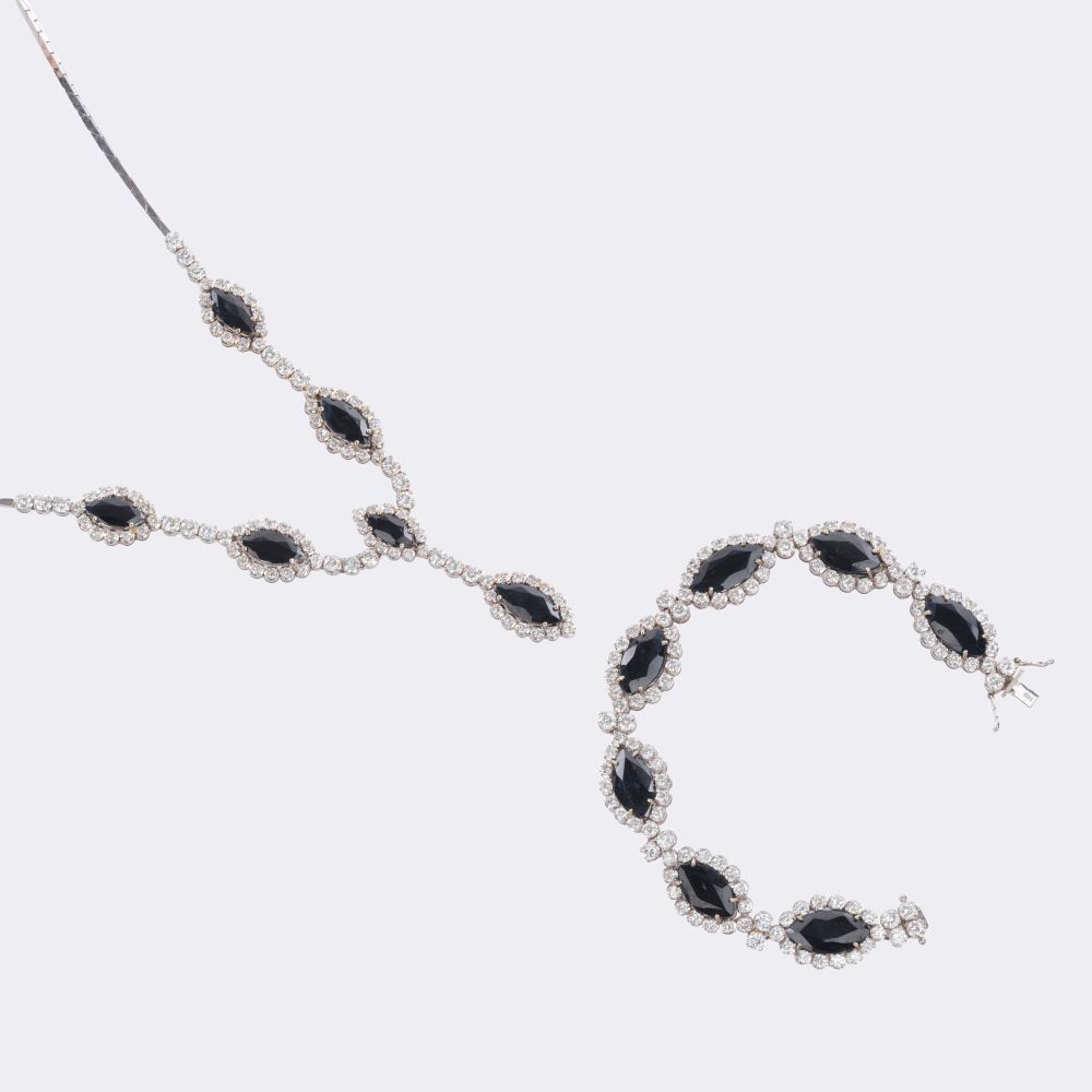 Saphir Brillant Schmuckset: Collier und Armband - Bild 4