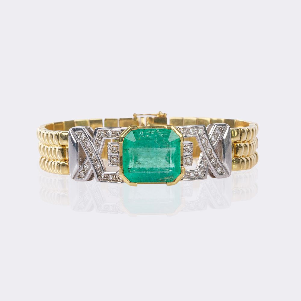 Hochkarätiges Smaragd Armband mit Brillant-Besatz