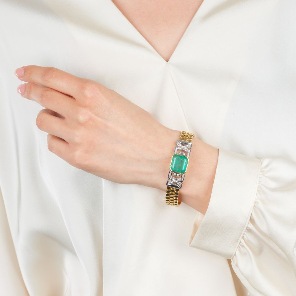 Hochkarätiges Smaragd Armband mit Brillant-Besatz - Bild 4