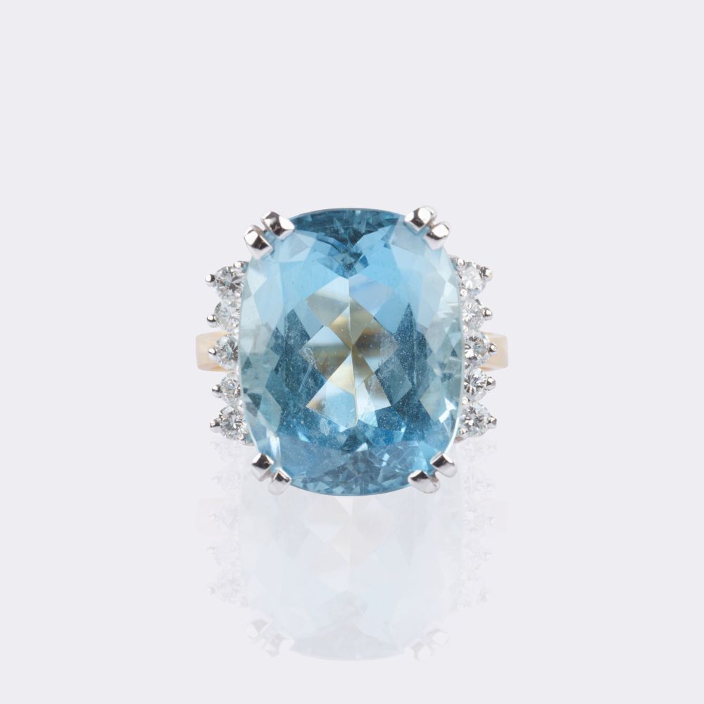 Aquamarine Ring with Diamonds