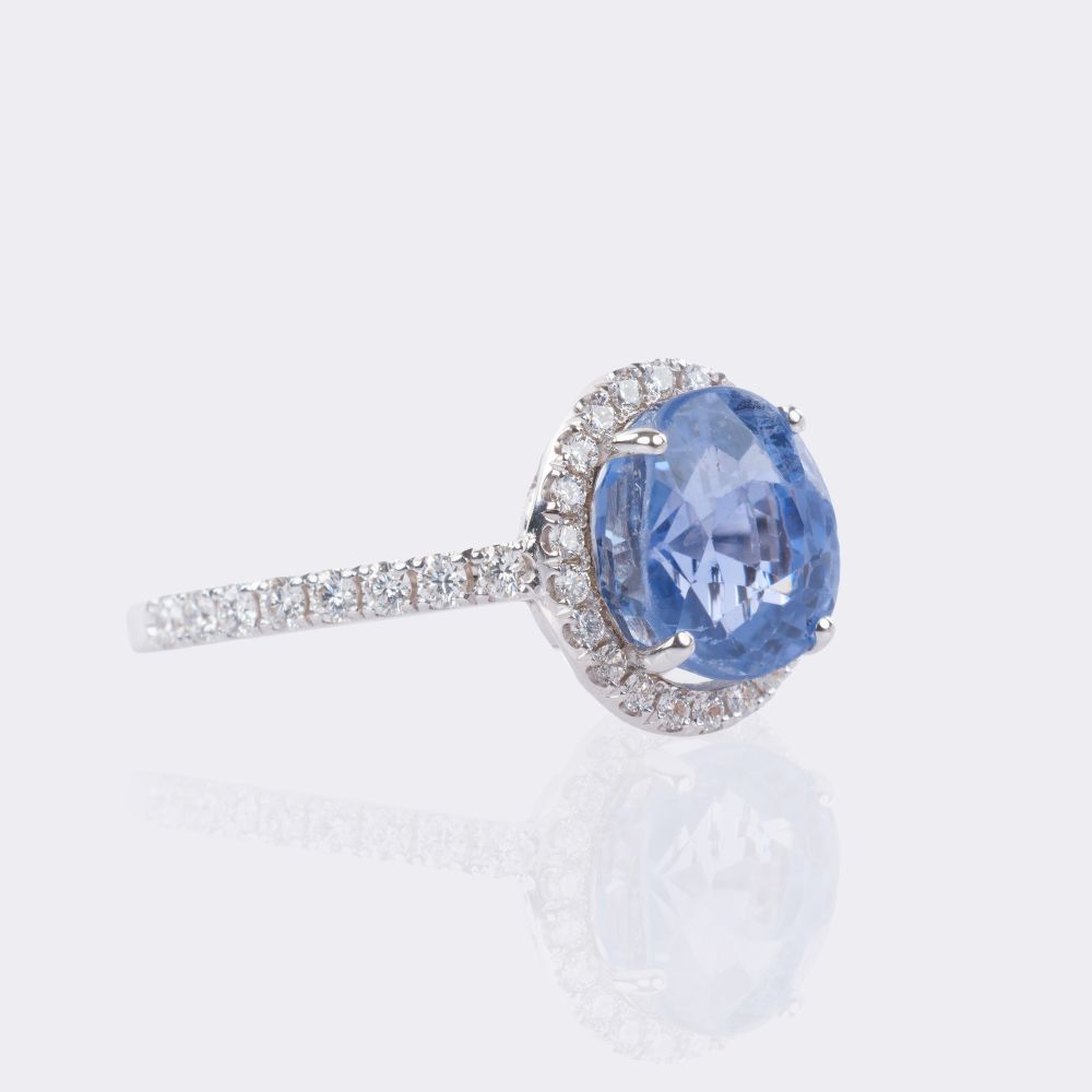 Natürlicher Saphir Ring mit Brillant-Besatz - Bild 2