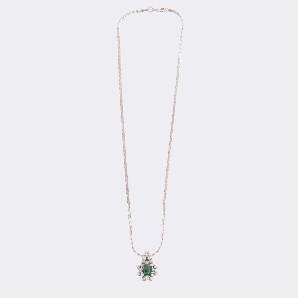 Emerald Diamond Pendant - image 2