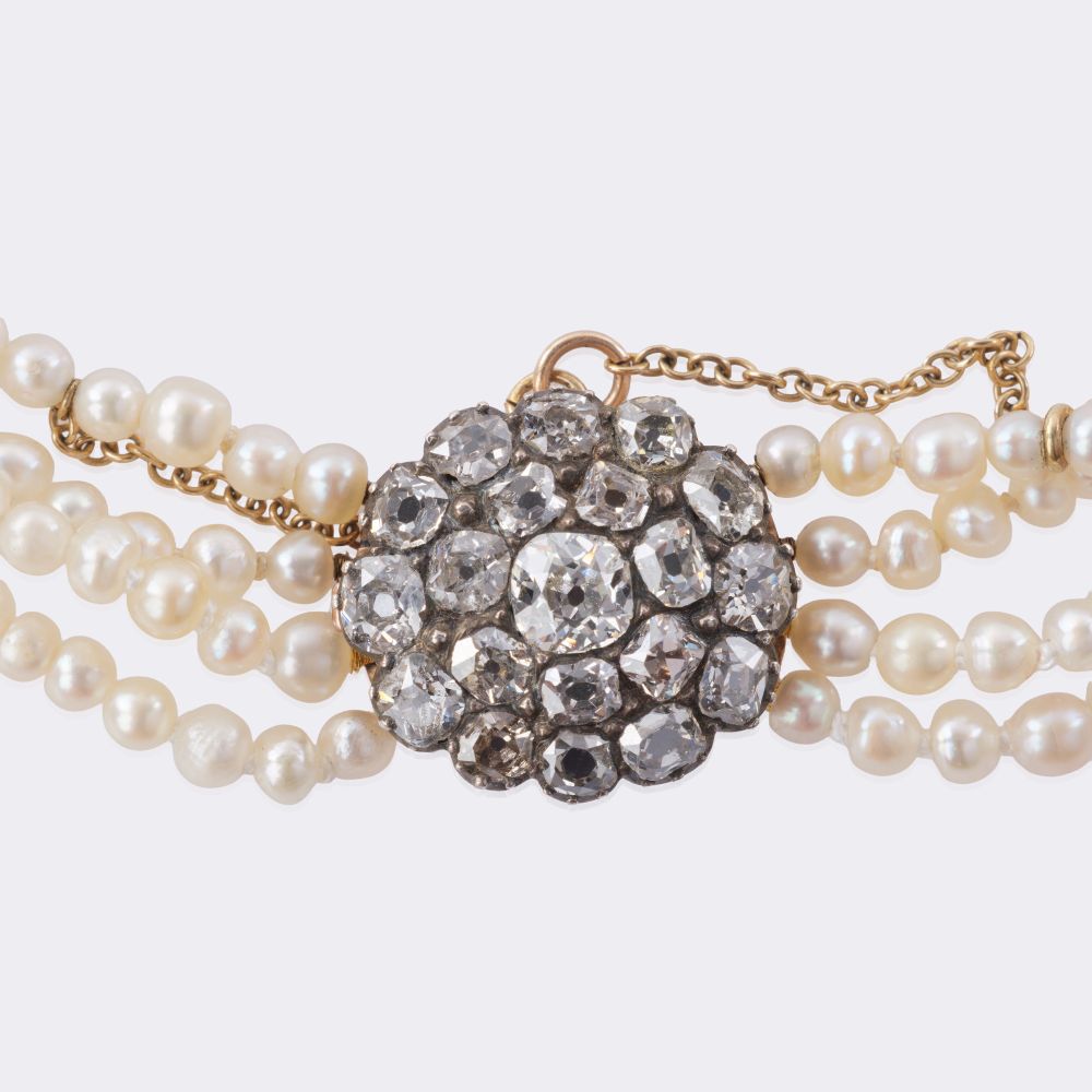 Viktorianisches Naturperlen Armband mit Altschliffdiamanten - Bild 2