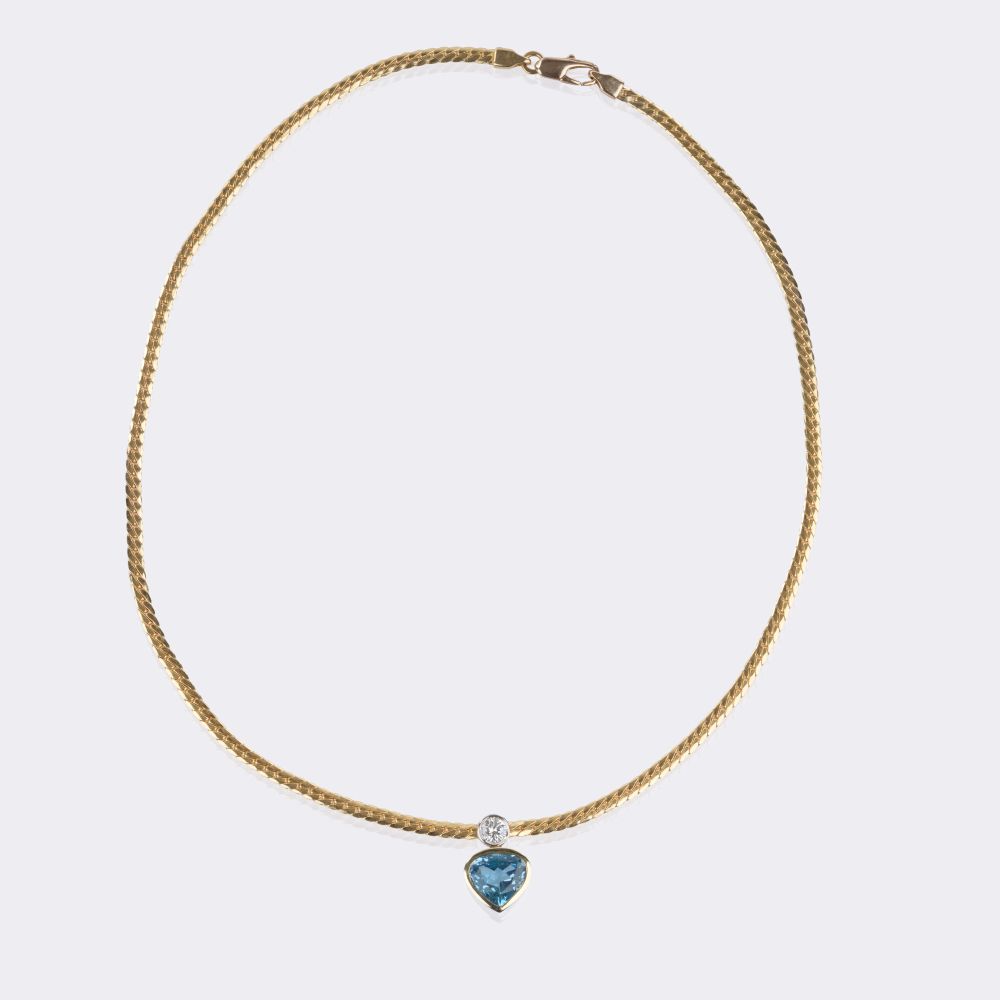 Herzförmiger Aquamarin-Brillant Anhänger an Kette - Bild 2