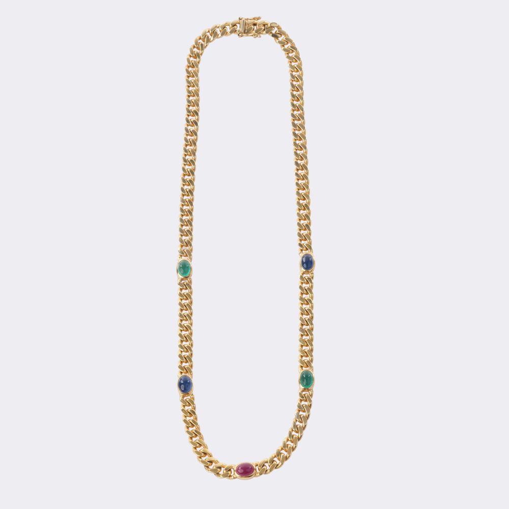 Panzercollier mit Farbedelstein-Cabochons