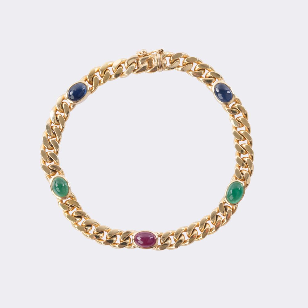 Panzerarmband mit Farbedelstein-Cabochons