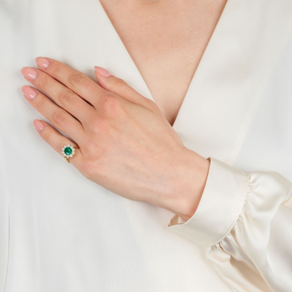 Smaragd Brillant Ring - Bild 3