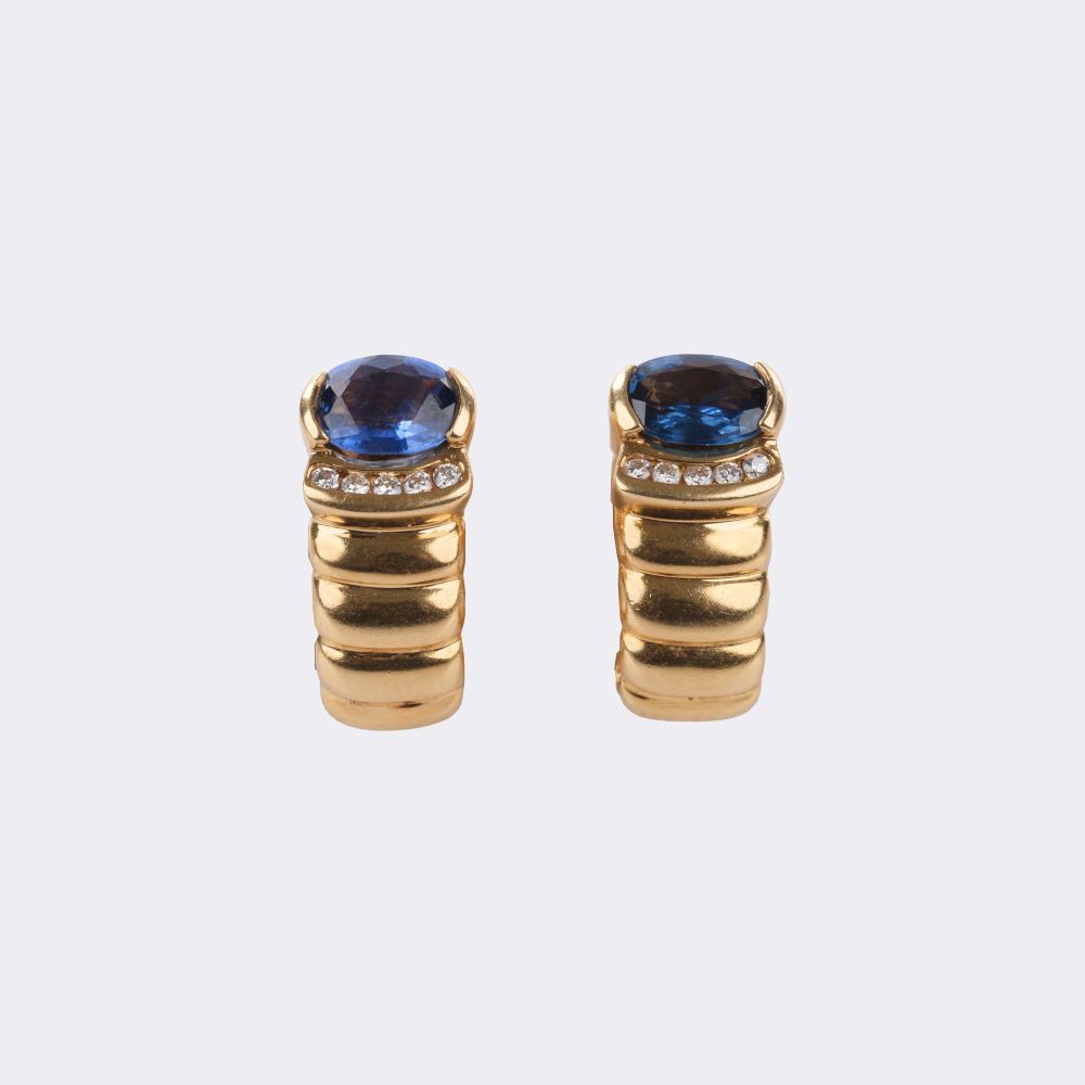 Saphir Brillant Ring mit passendem Paar Ohrclips - Bild 4