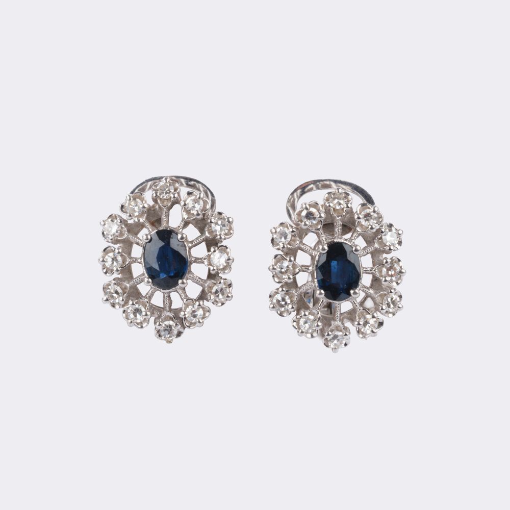 Pair of Sapphire Diamond Clip Earrings