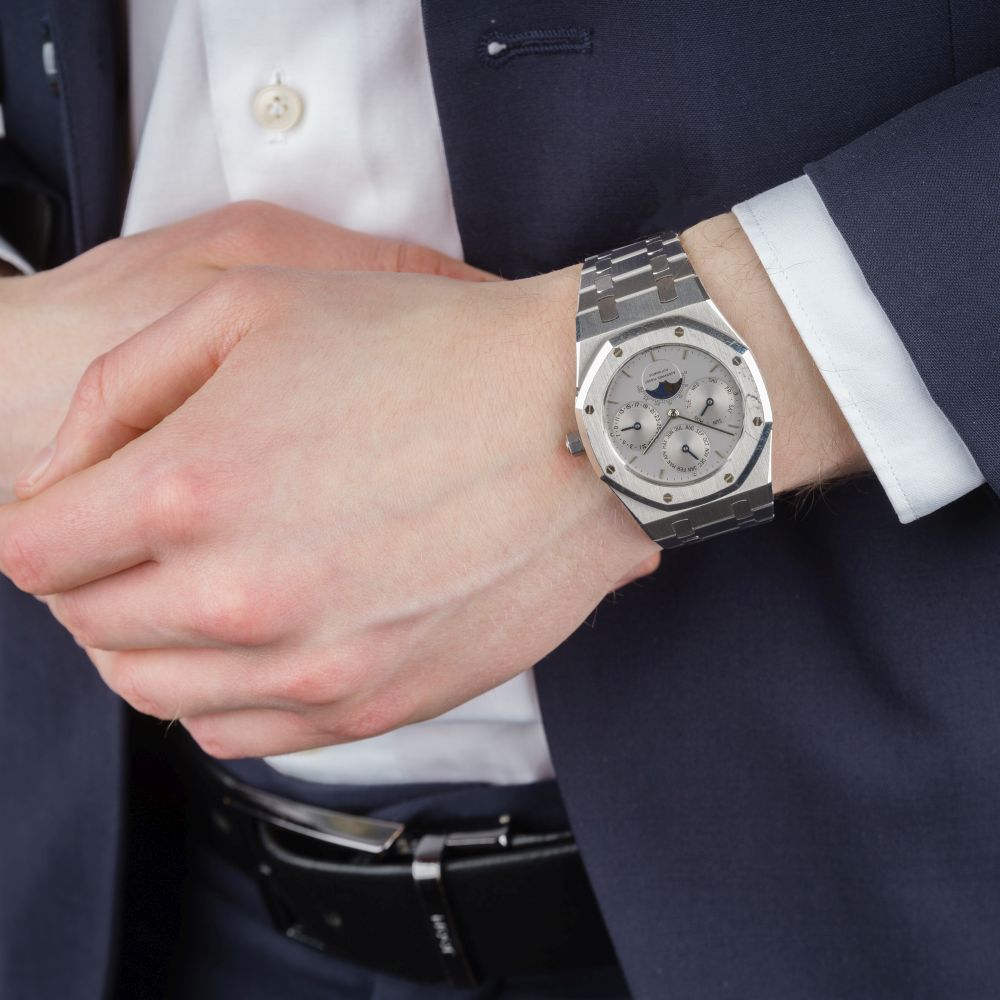Einzigartige Herren-Armbanduhr 'Royal Oak' Ewiger Kalender in Platin - Bild 7