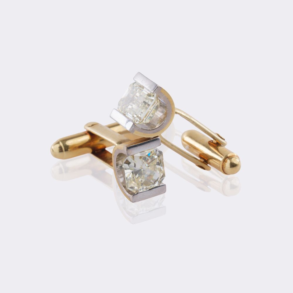 Paar hochkarätiger Diamant Manschettenknöpfe - Bild 3