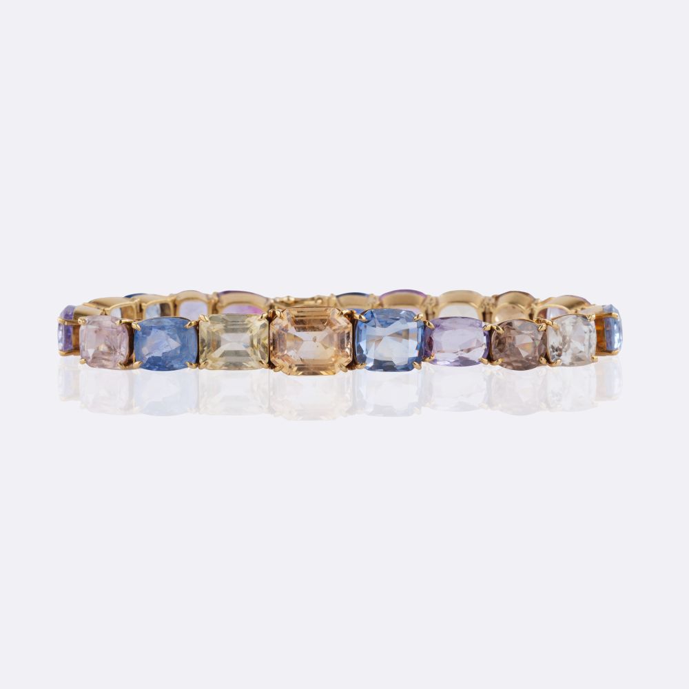 Seltenes Armband mit natürlichen, mehrfarbigen Ceylon Saphiren