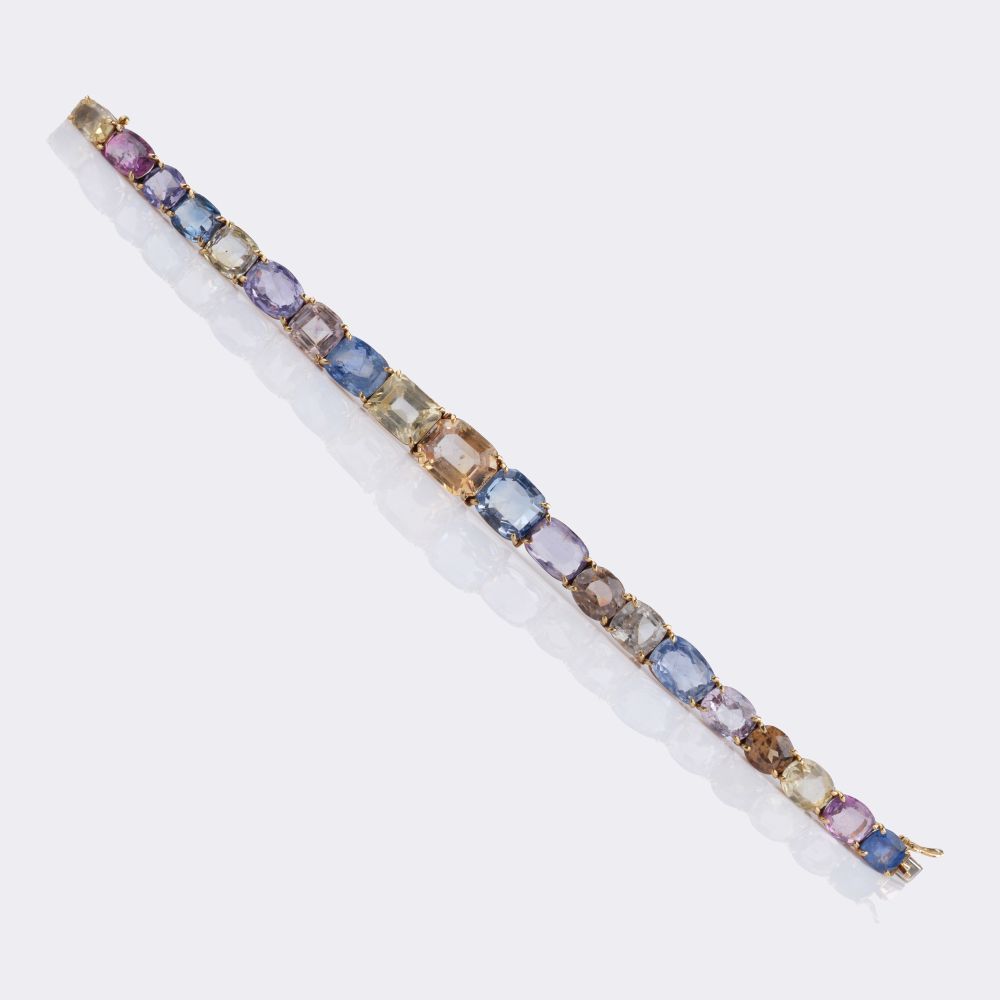 Seltenes Armband mit natürlichen, mehrfarbigen Ceylon Saphiren - Bild 2