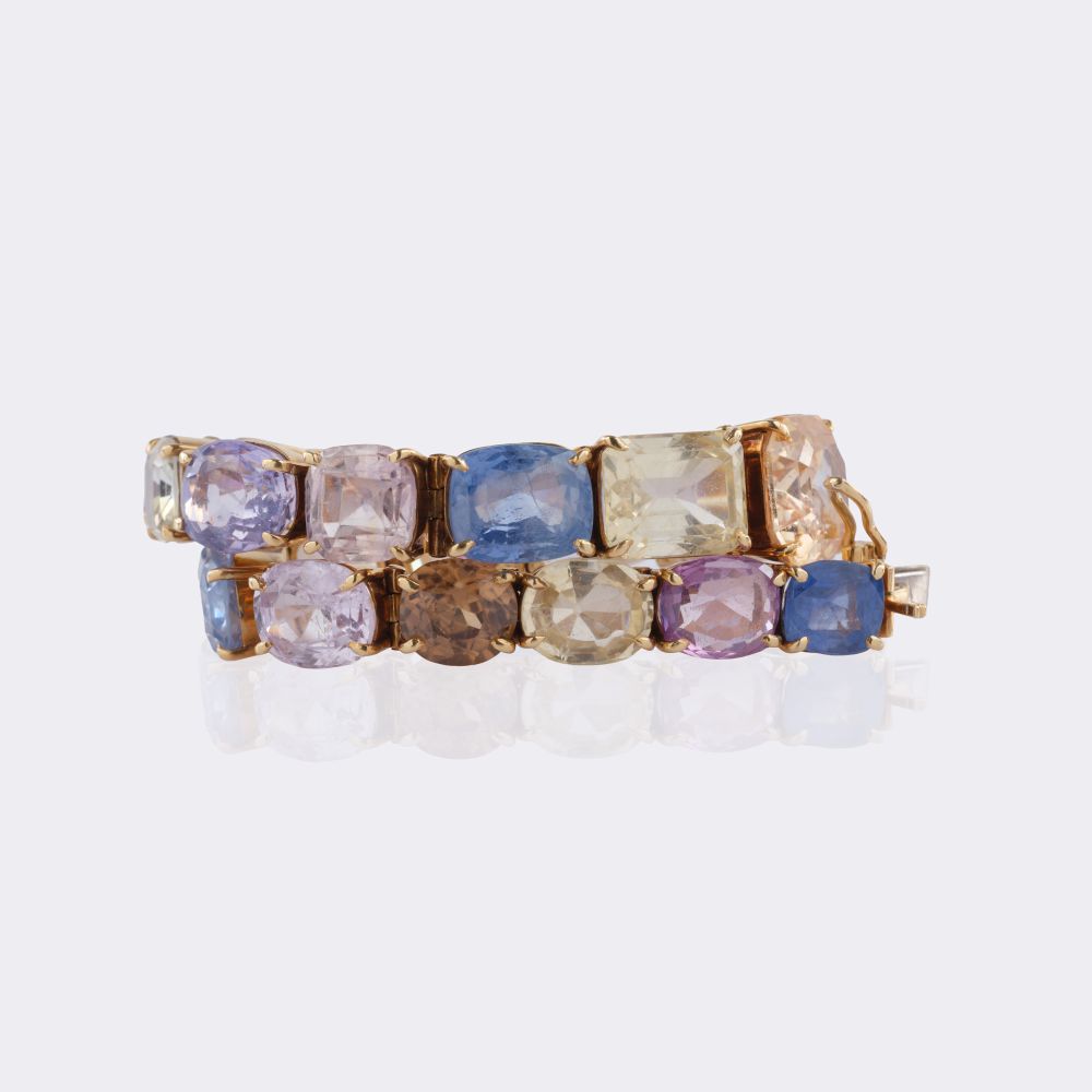 Seltenes Armband mit natürlichen, mehrfarbigen Ceylon Saphiren - Bild 3
