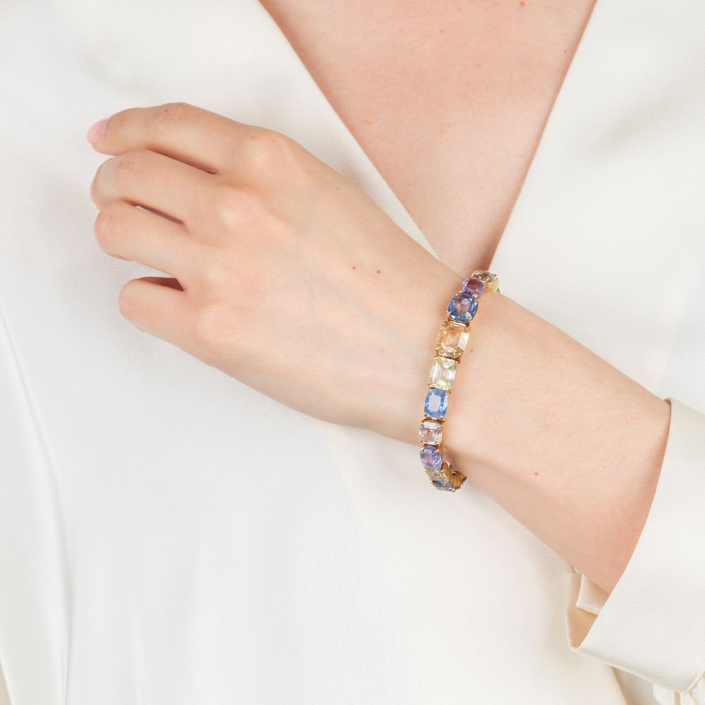 Seltenes Armband mit natürlichen, mehrfarbigen Ceylon Saphiren - Bild 4