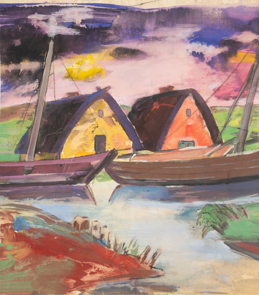 Boat on the Shore - Houses by a River - image 2