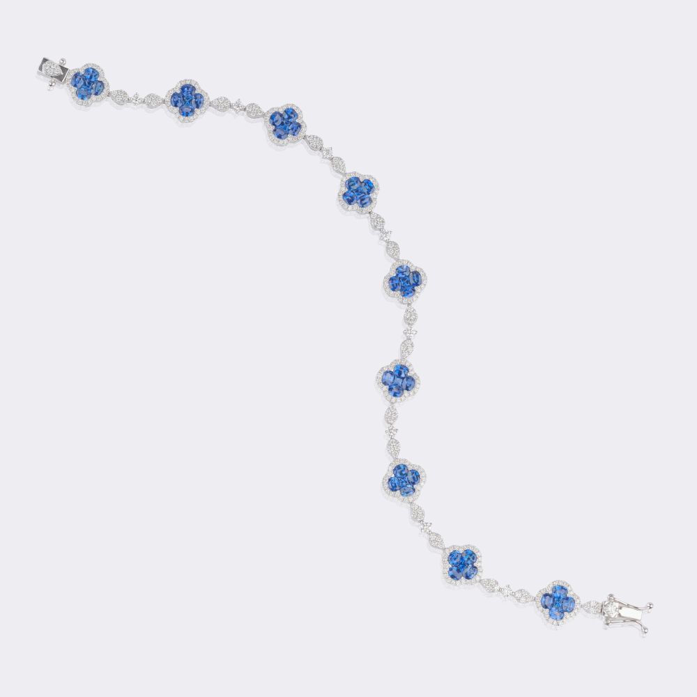 Saphir Brillant Armband 'Kleeblatt' - Bild 2
