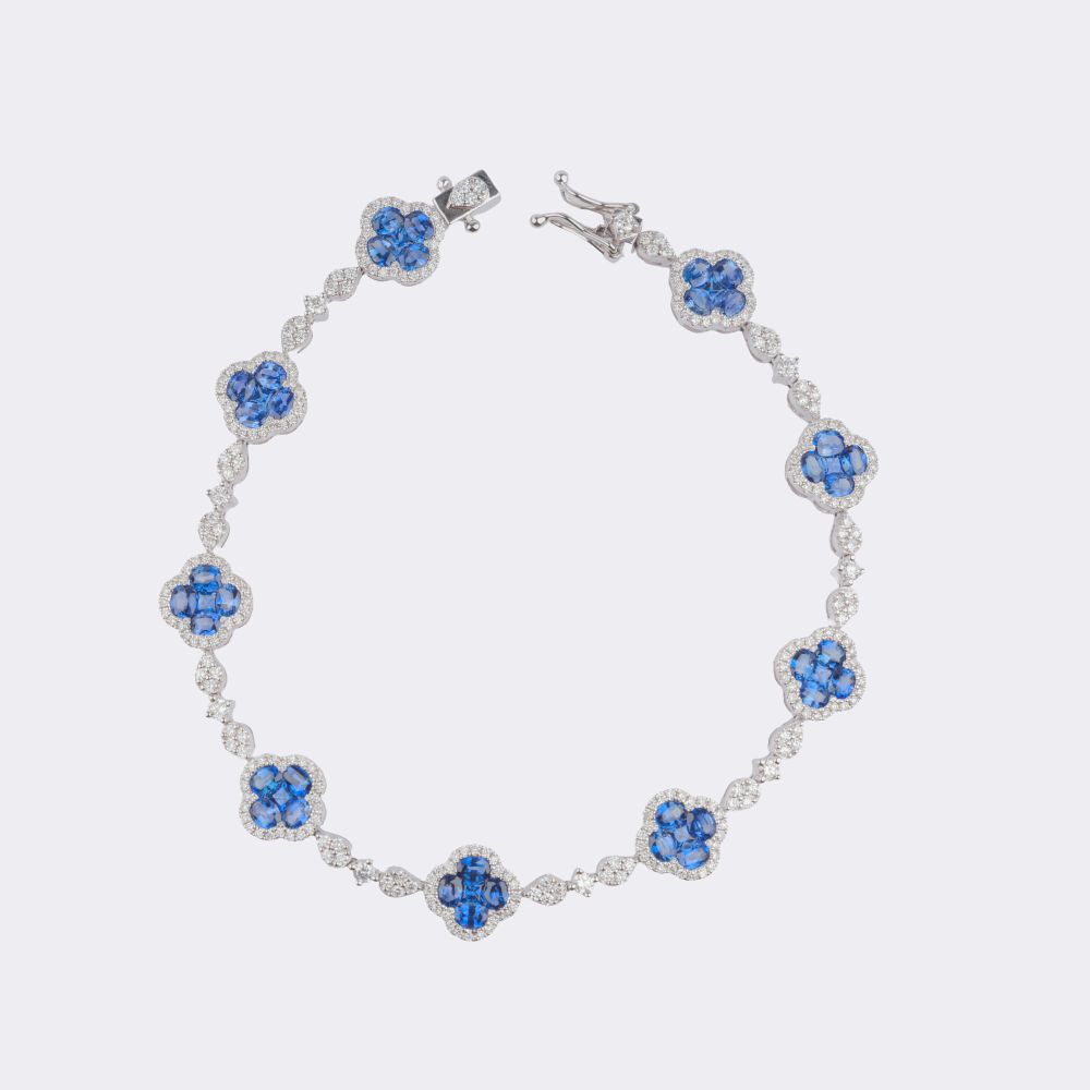 Saphir Brillant Armband 'Kleeblatt' - Bild 3