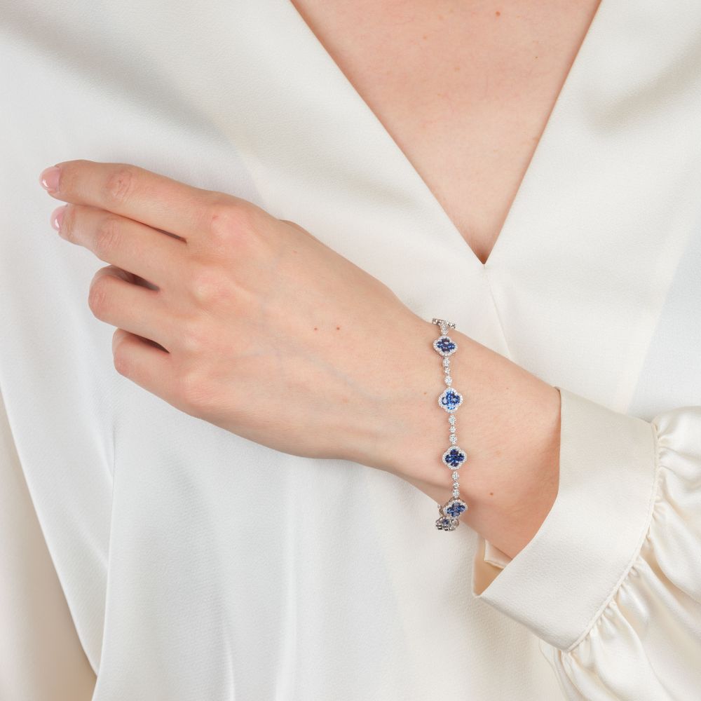 Saphir Brillant Armband 'Kleeblatt' - Bild 4