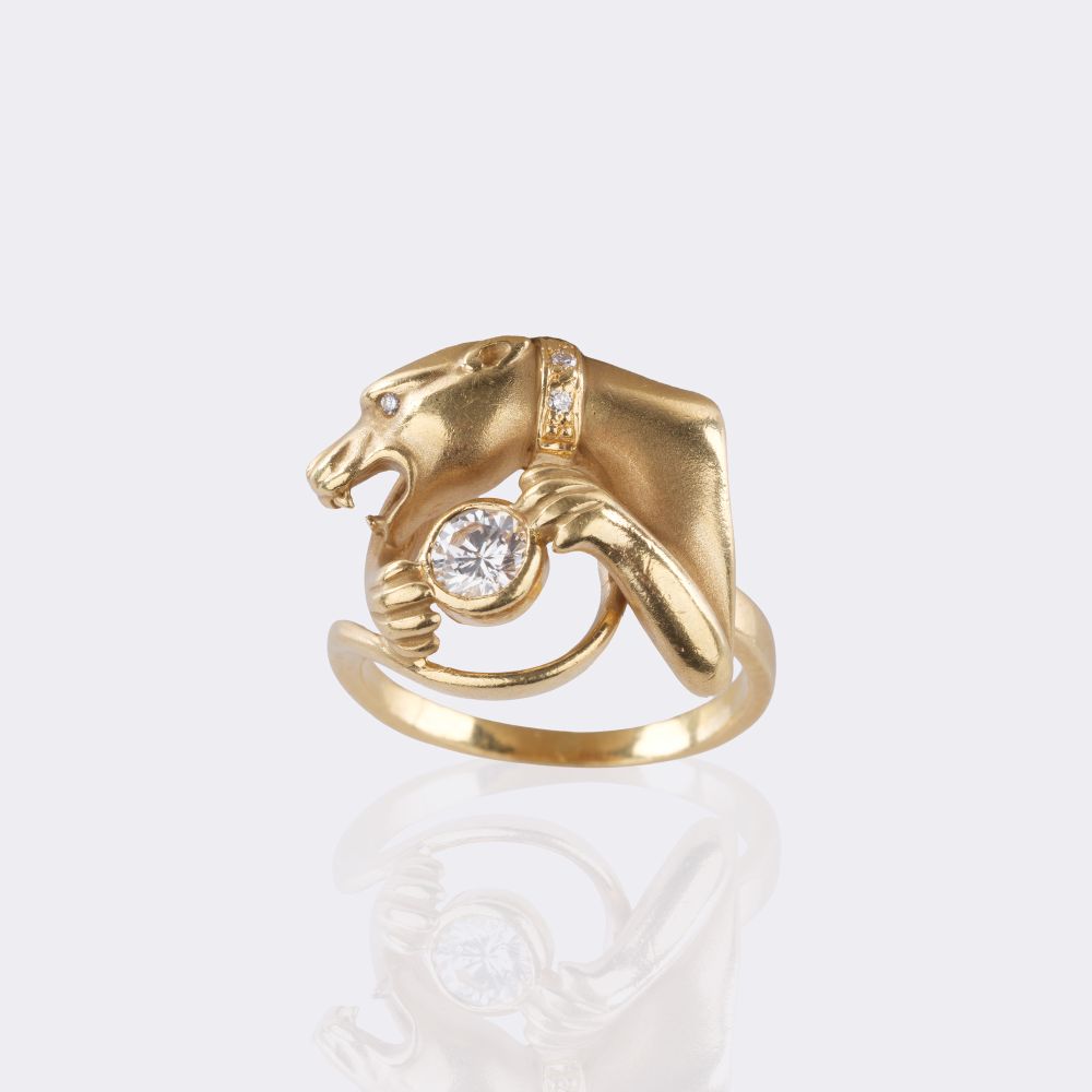 Panther Goldring mit Brillant-Besatz - Bild 3