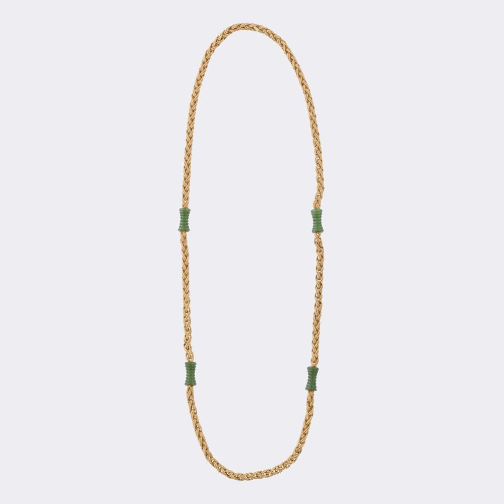 Vintage Goldkordel Kette mit Nephrit