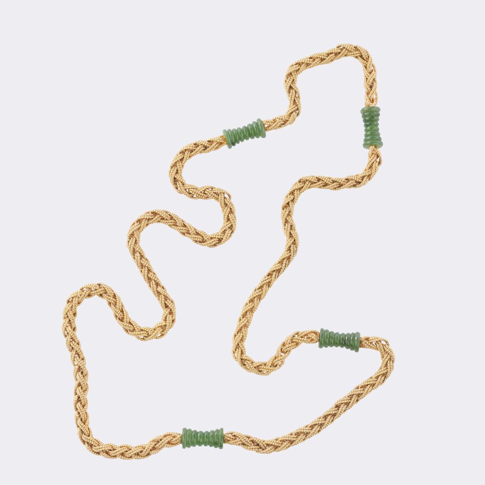 Vintage Goldkordel Kette mit Nephrit - Bild 2