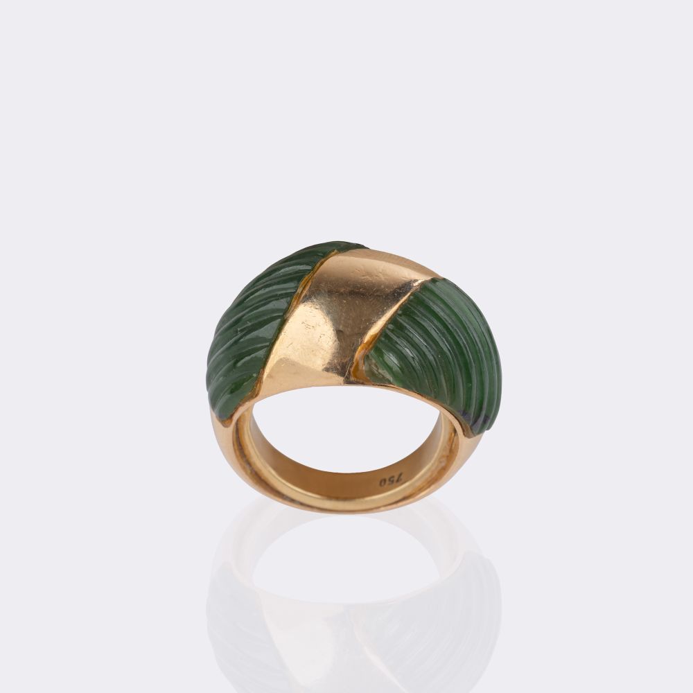 Vintage Nephrit Goldring - Bild 3